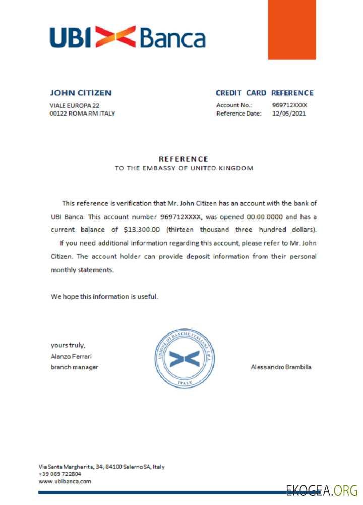 Italie , Ubi Banca , reference